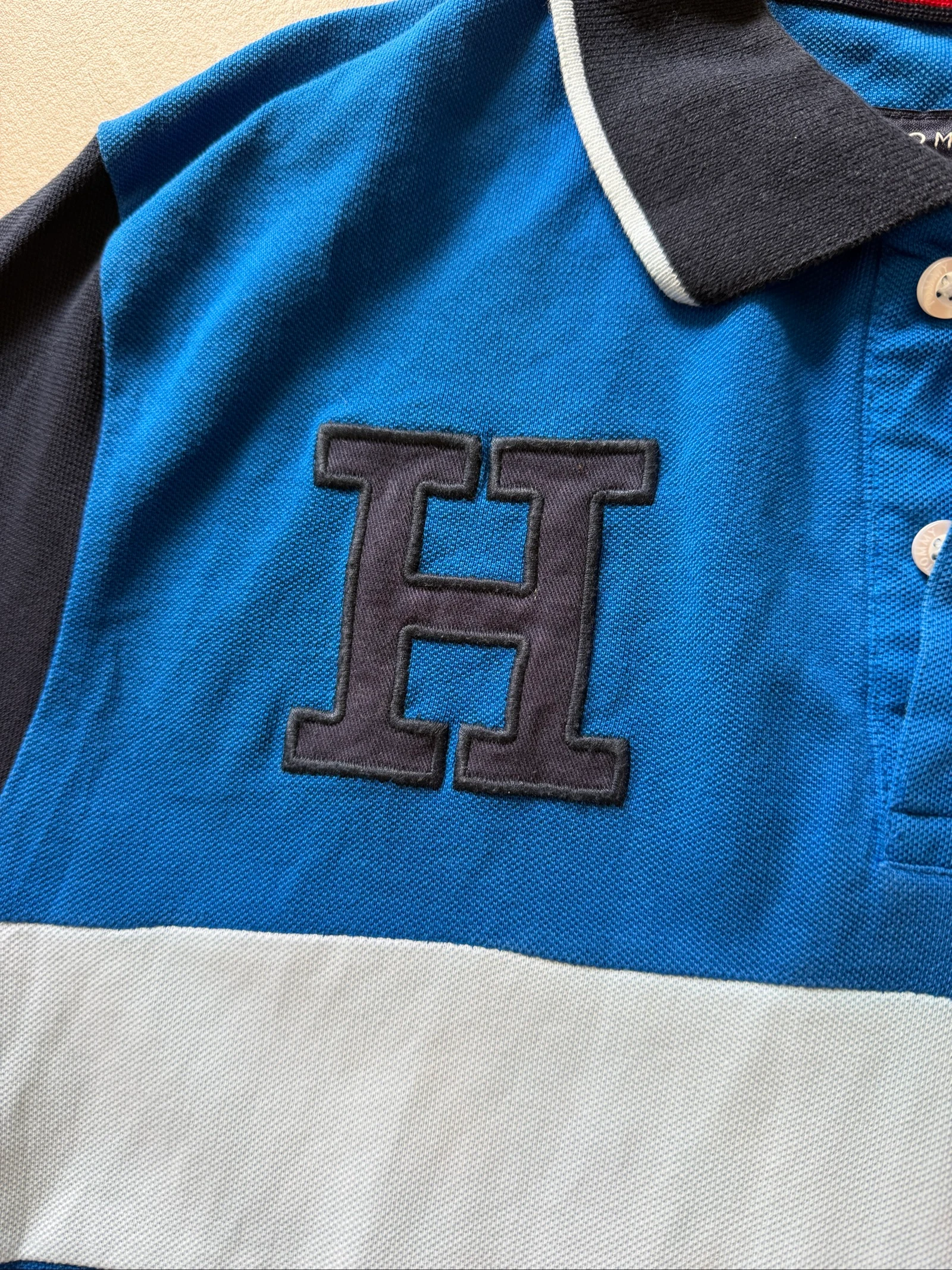 Tommy Hilfiger colorblock navy blue polo - Size S – photo 3